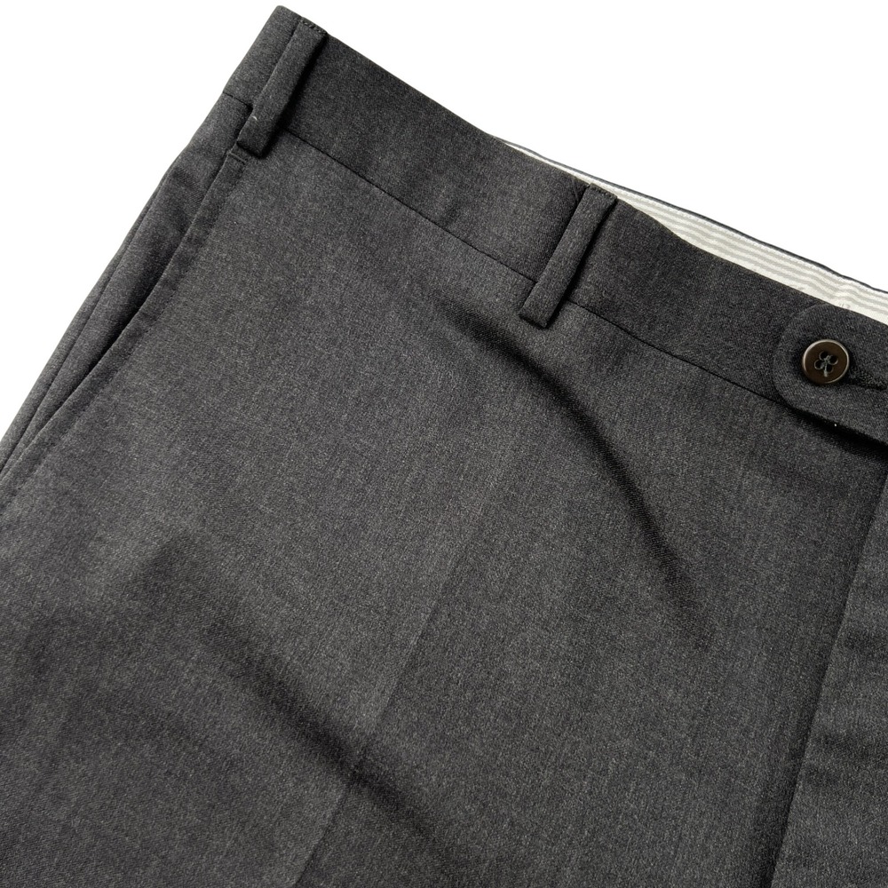 NEW Zanella Todd Charcoal Grey Wool Dress Pants Mens 44x32 Italy Made Flat Front